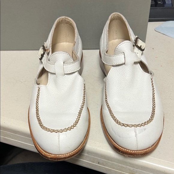 Henry Beguelin Shoes - White Leather Buckle Shoes by Henry Beguelin.